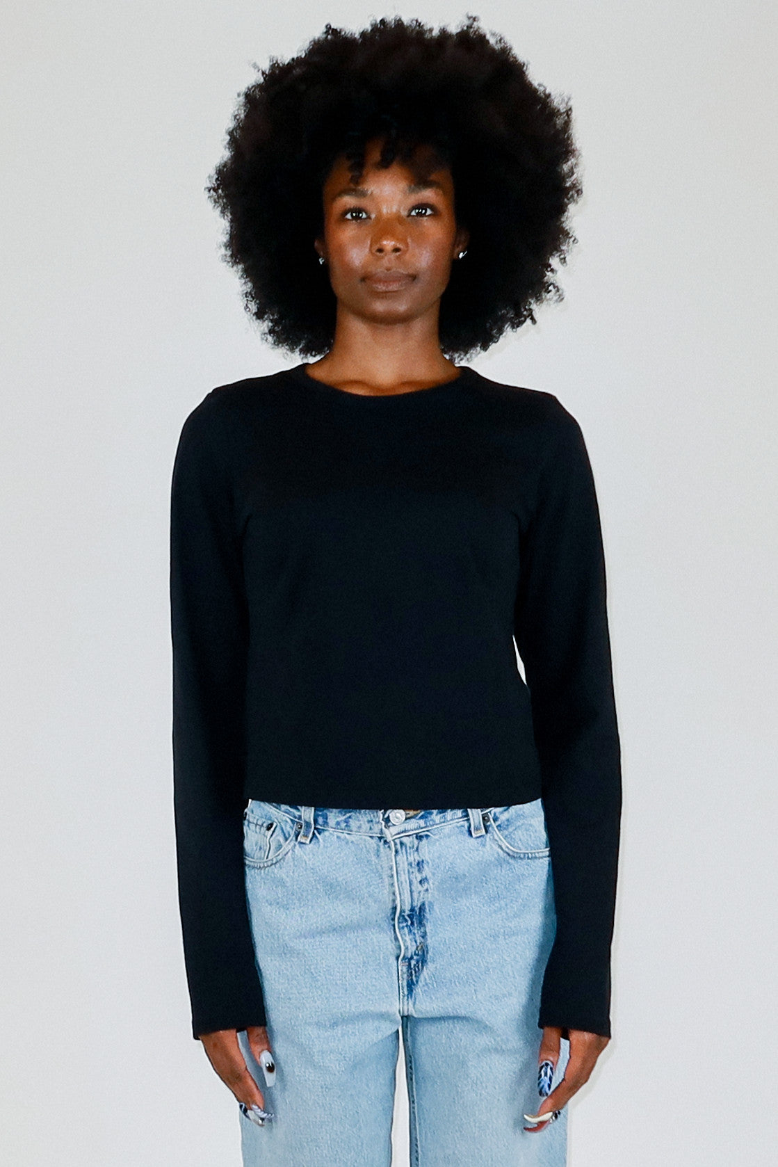 The Longest Sleeve Tee in black, front