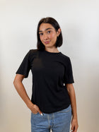 The Short Sleeve Tee in black, front view